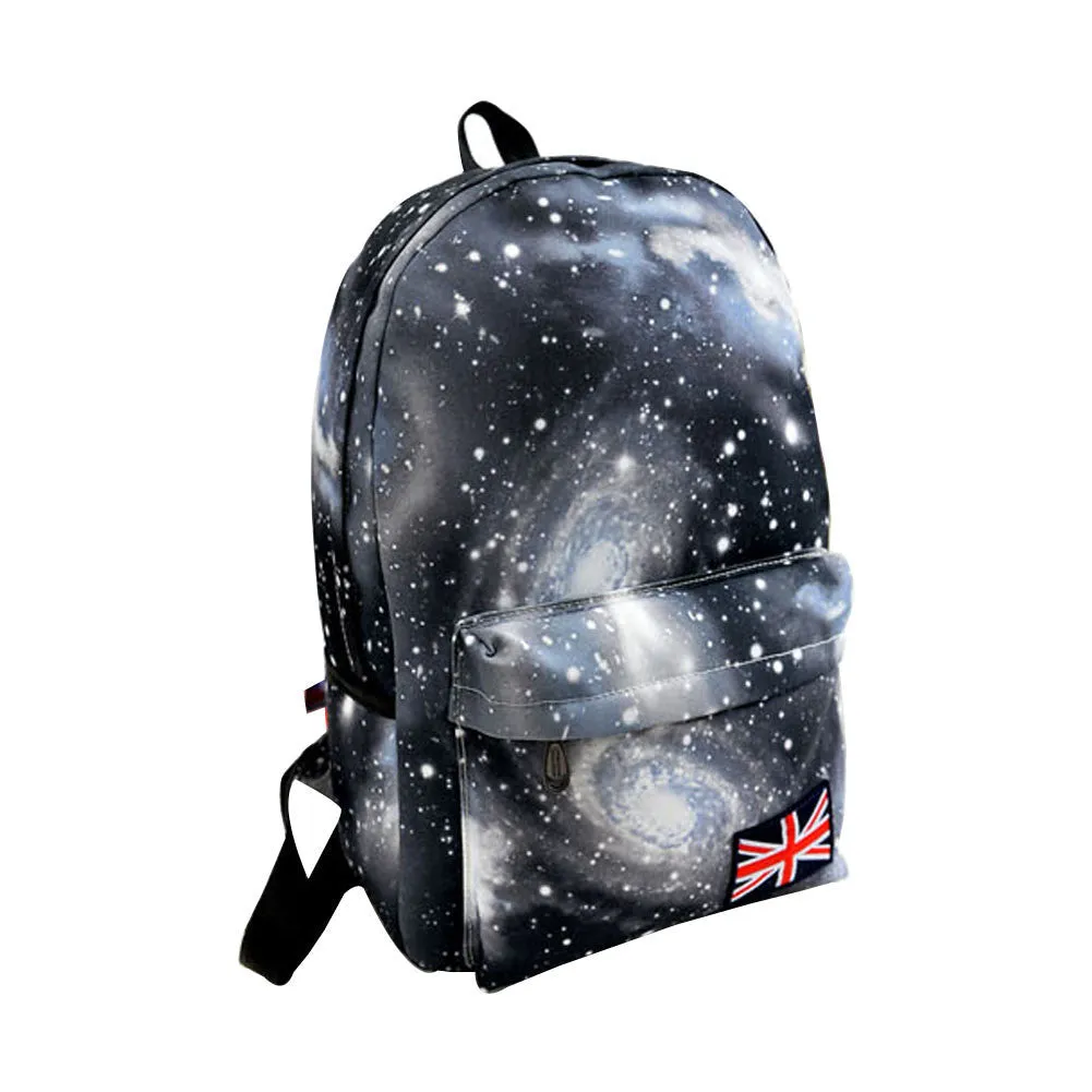 Fashion Unisex Stars Universe Space Printing Backpack School Book Backpacks British-flag Shoulder Bag HB88