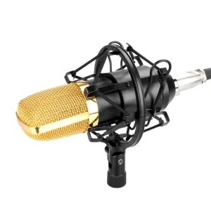 FIFINE F-700 Professional Condenser Sound Recording Microphone with Shock Mount for Studio Radio Broadcasting 3.5mm Earphone Port Cable Length 2.5m Black