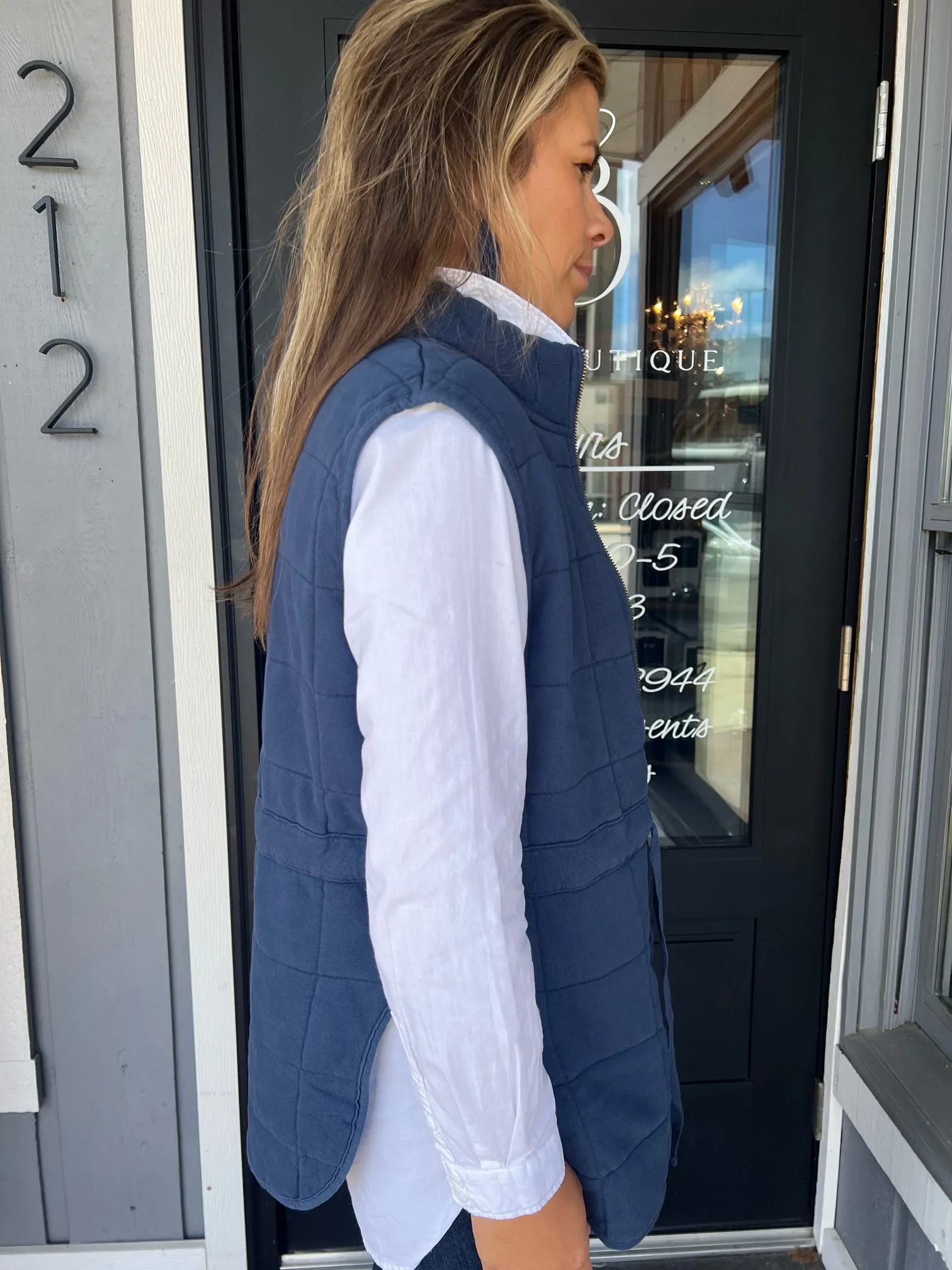 FINAL SALE Navy Zip-Up Vest