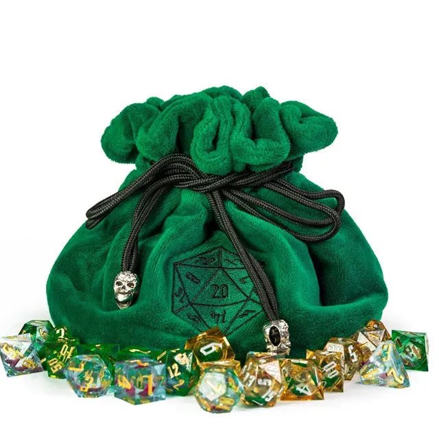 Flannel Drawstring Dice Bag | Green