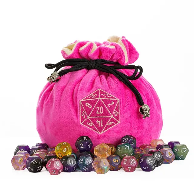 Flannel Drawstring Dice Bag | Pink