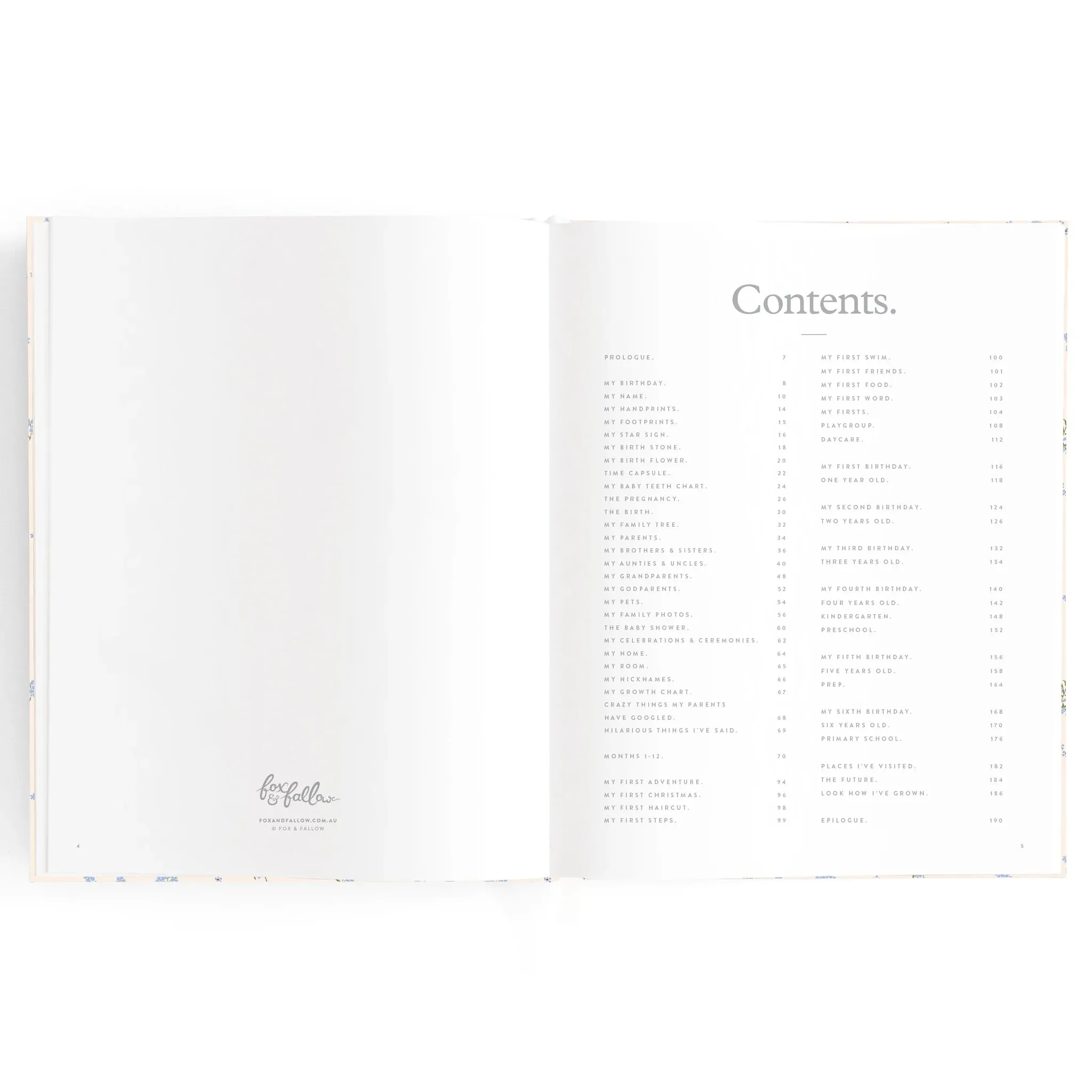 Fox & Fallow Baby Record Book - Forget-Me-Not