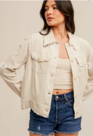 Frayed Edge Button Jacket