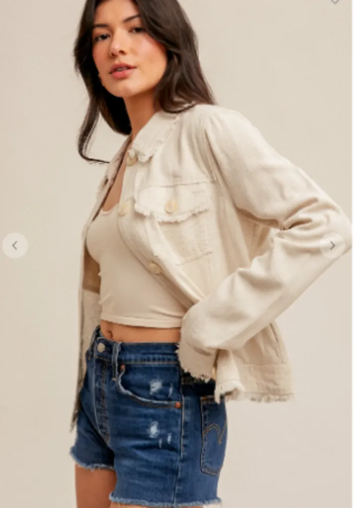 Frayed Edge Button Jacket