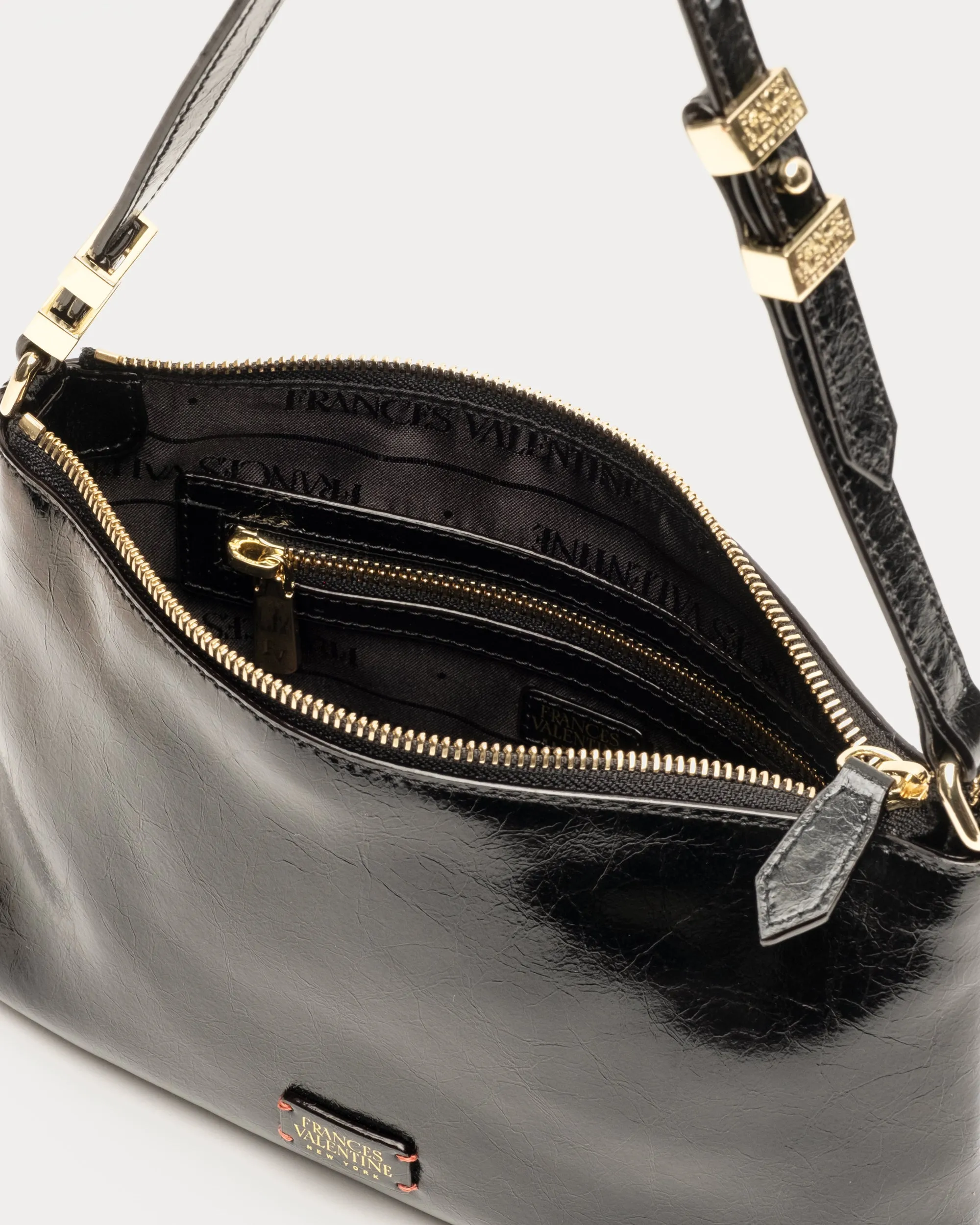 Freddie Shoulder Bag - Crinkled Leather Black