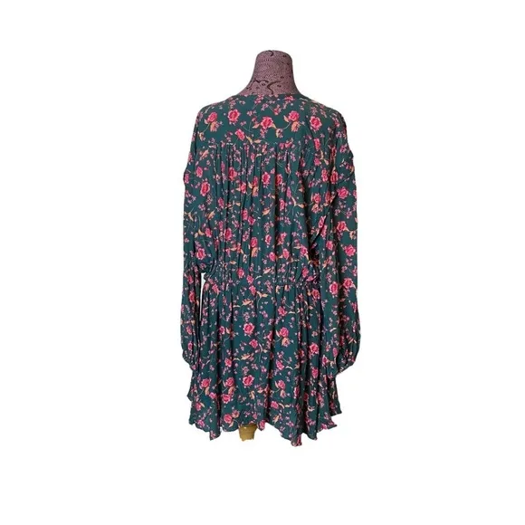 Free People Sz M Flower Fields Boho Cottage Drawstring Dress
