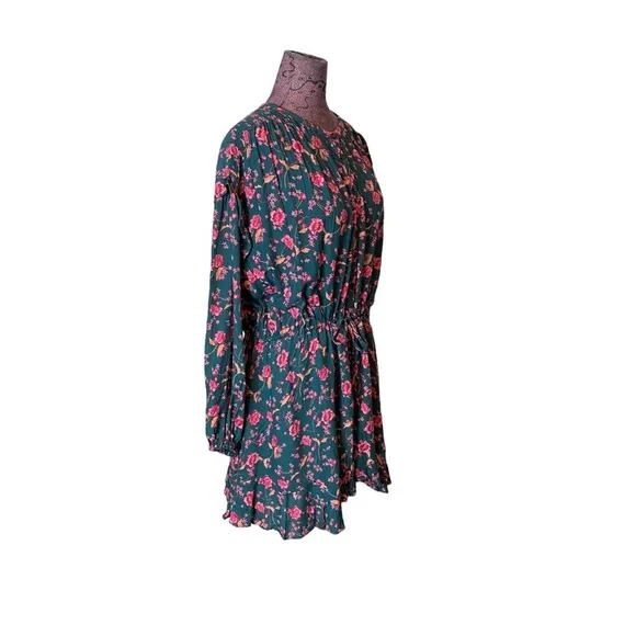 Free People Sz M Flower Fields Boho Cottage Drawstring Dress