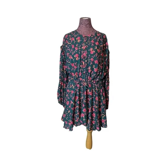 Free People Sz M Flower Fields Boho Cottage Drawstring Dress