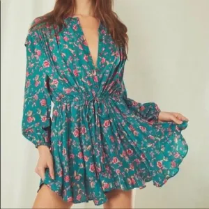 Free People Sz M Flower Fields Boho Cottage Drawstring Dress
