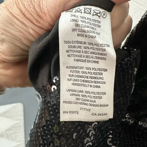 French Connection Black Spaghetti Strap Sequin Sweetheart Dress Size 8 NWOT