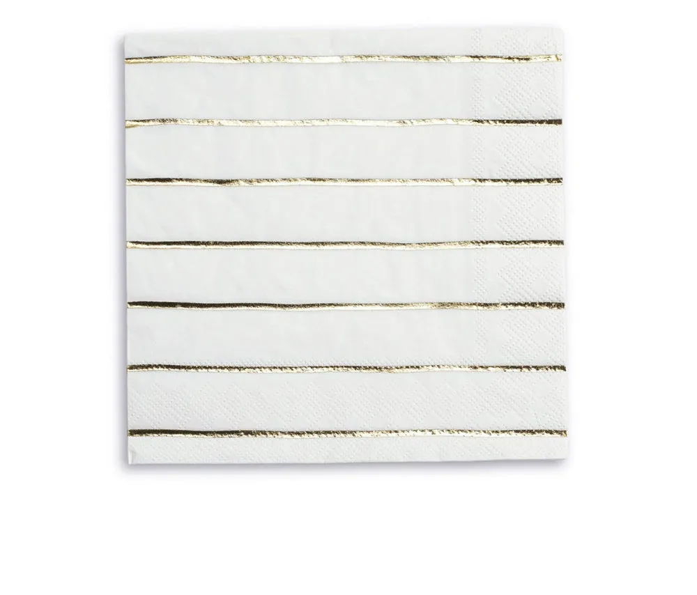 Frenchie Striped Large Napkins : Gold