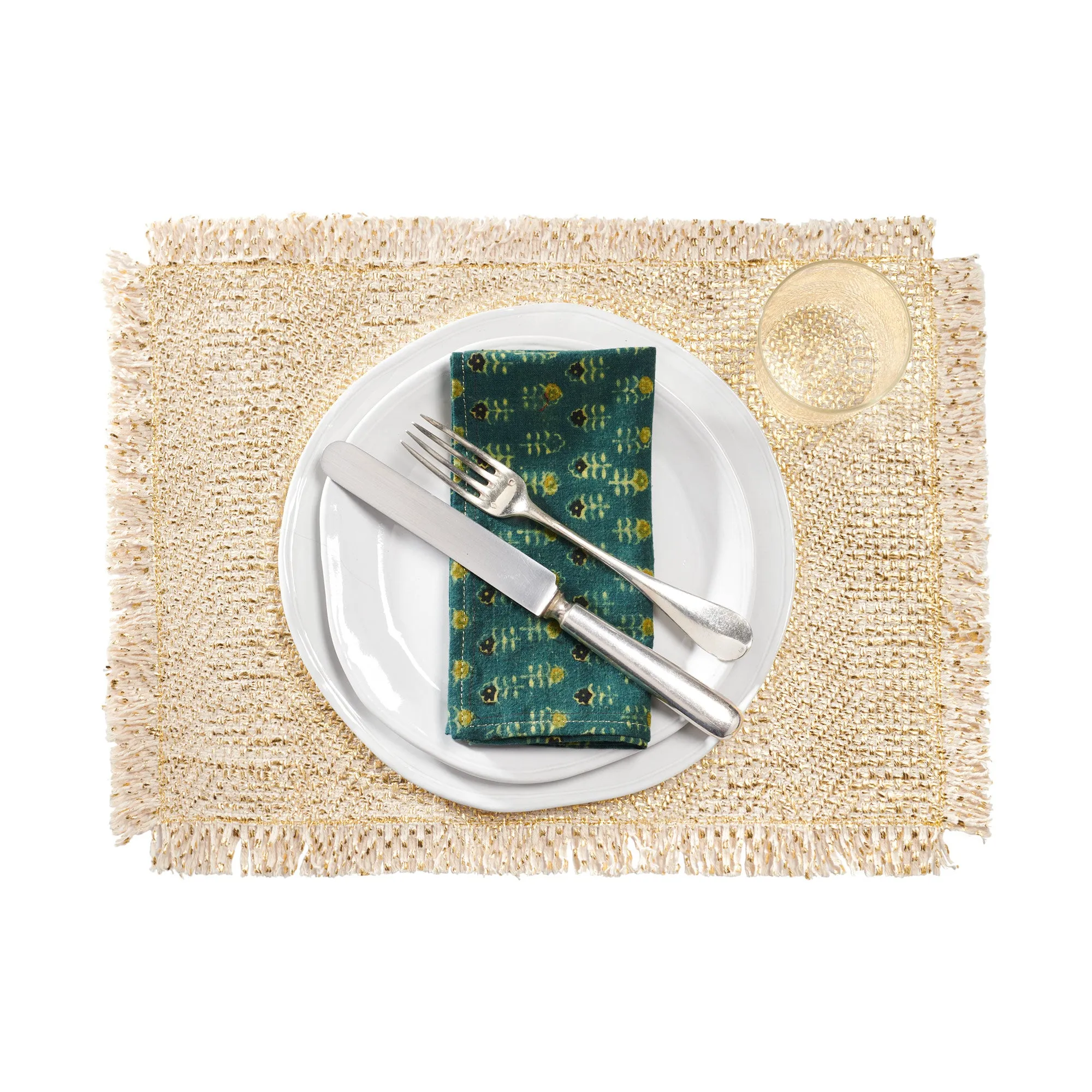 Fringed Placemat Set - Gold Melville