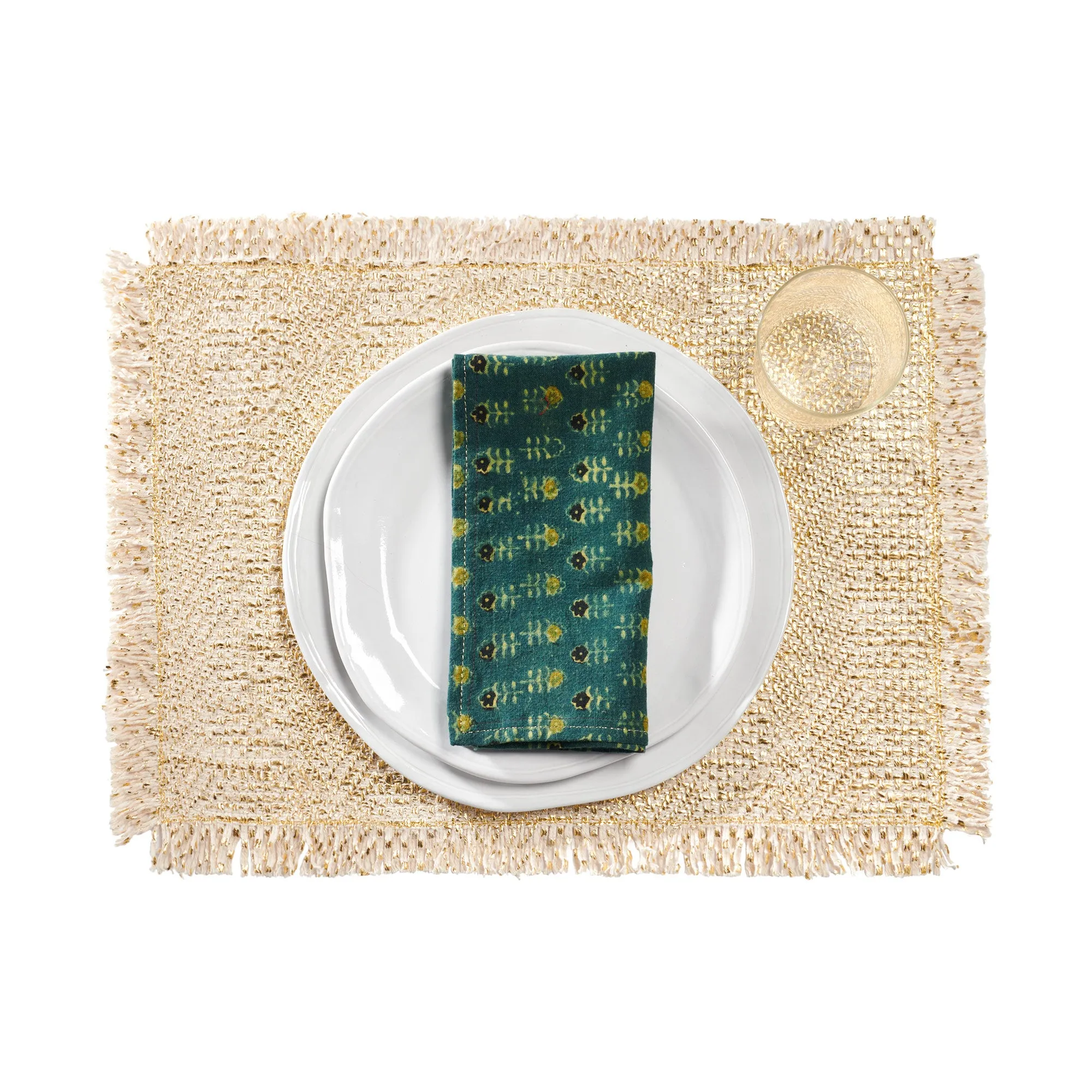 Fringed Placemat Set - Gold Melville
