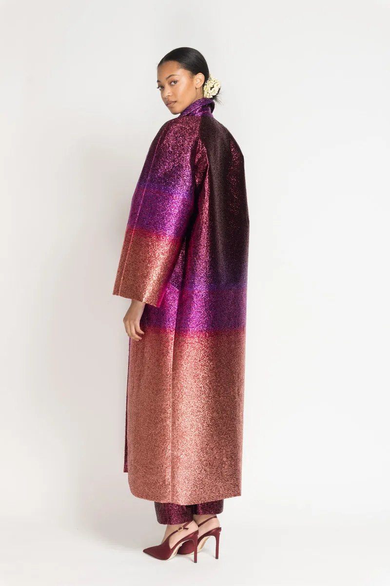 Fuchsia/Copper Ombre Lurex Bagh Coat