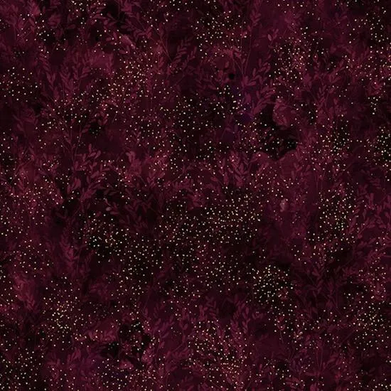 Garden Blends by Hoffman Fabrics BRANCHES & LEAVES/MULBERRY, GOLD