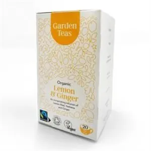 Garden Teas | Organic Fairtrade Lemon & Ginger 20 Plastic Free Envelopes | 20bag