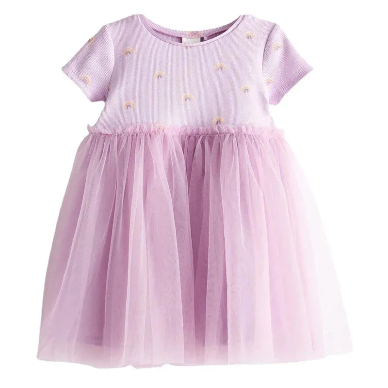 Girls Clothes Summer Rainbow Purple Mesh Princess Dress Girls Dresses Wedding Party Dress for Kids Summer