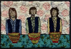 Girls with Lunch Bowls 28" x 19" Framed