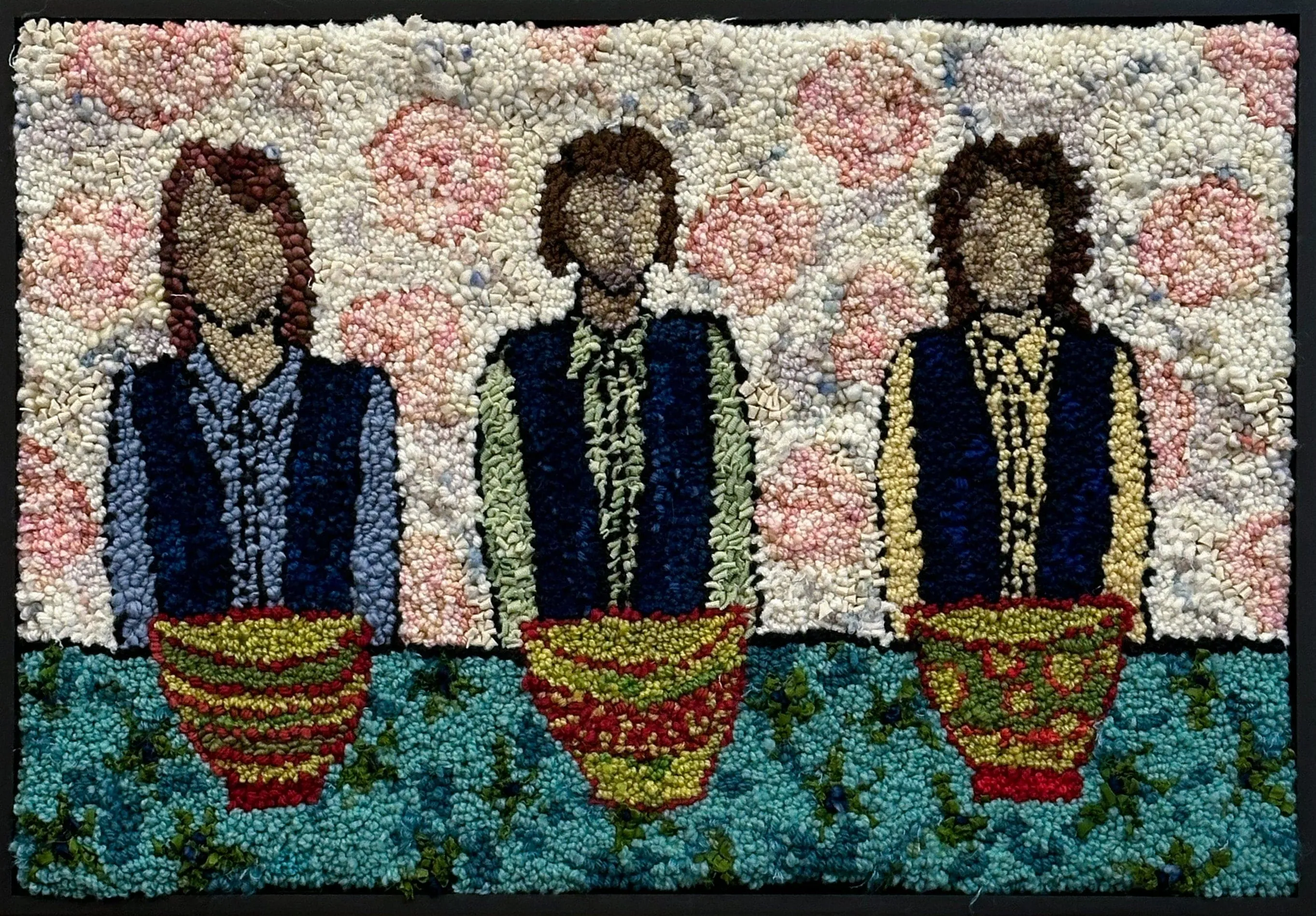 Girls with Lunch Bowls 28" x 19" Framed