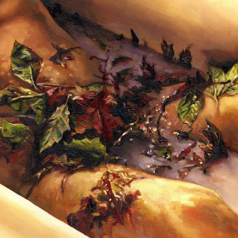 Glistening With Dark Leaves painting