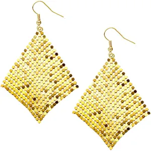 Gold Mesh Glitter Dangle Earrings