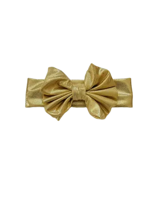 Gold  Metallic Messy Bow Headband Baby