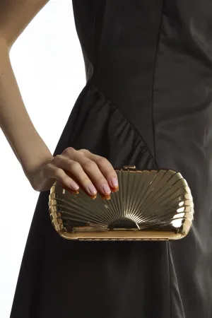Gold Structed Box Clutch-Bag