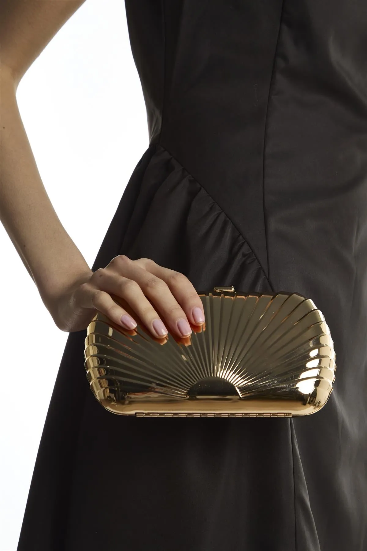 Gold Structed Box Clutch-Bag