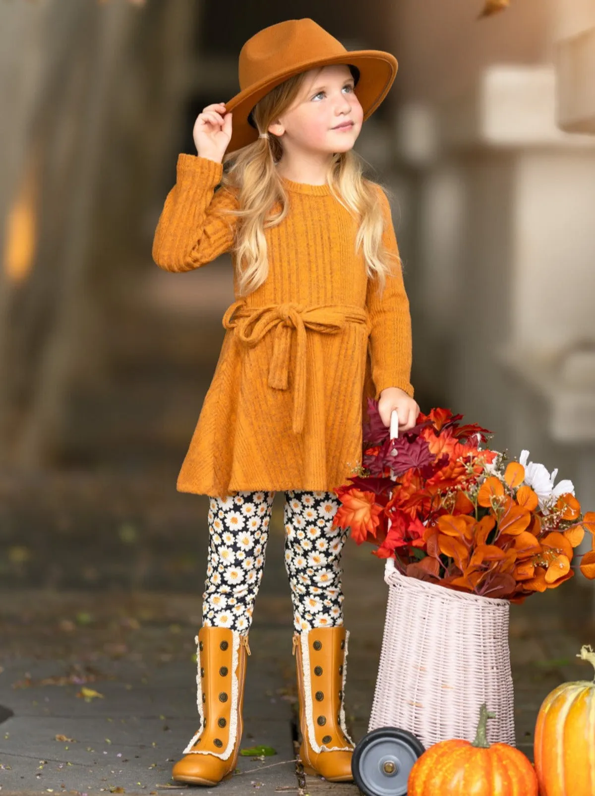 Golden Daisy Girls Top and Legging Set