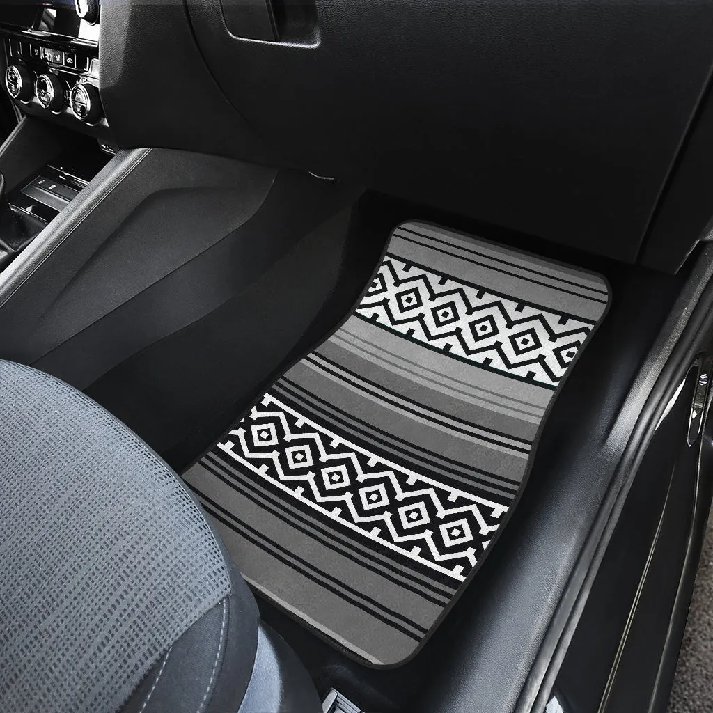Gray Mexican Serape Inspired Floor Mats Set of 4