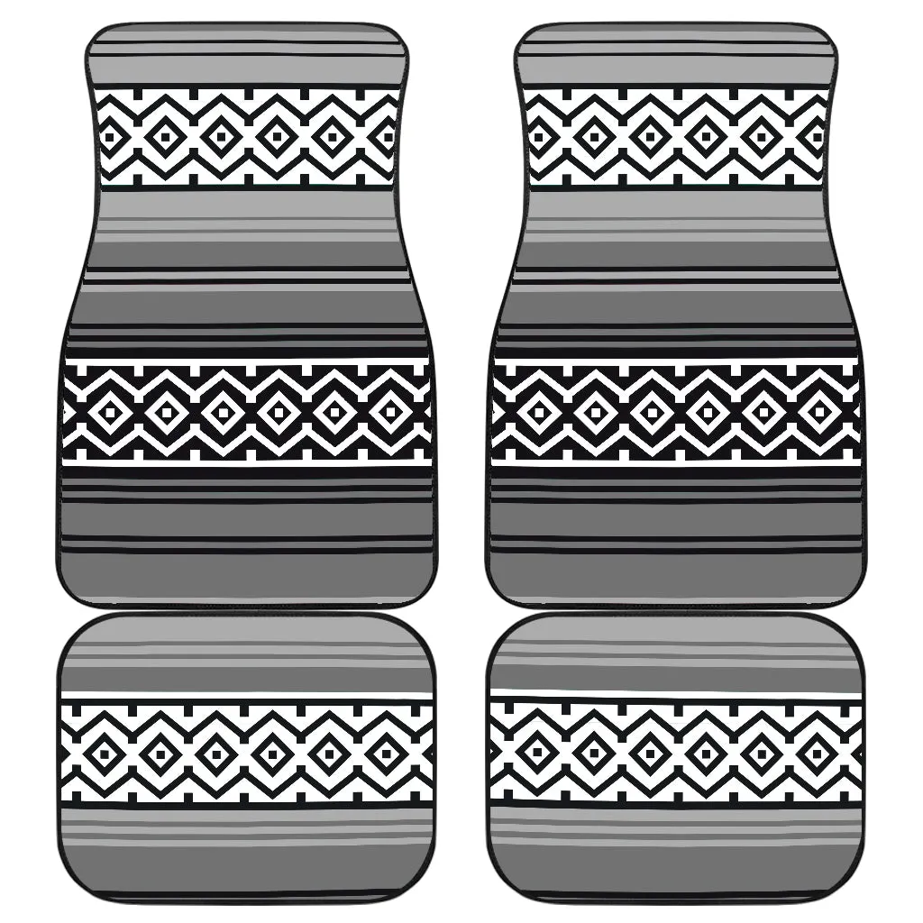 Gray Mexican Serape Inspired Floor Mats Set of 4