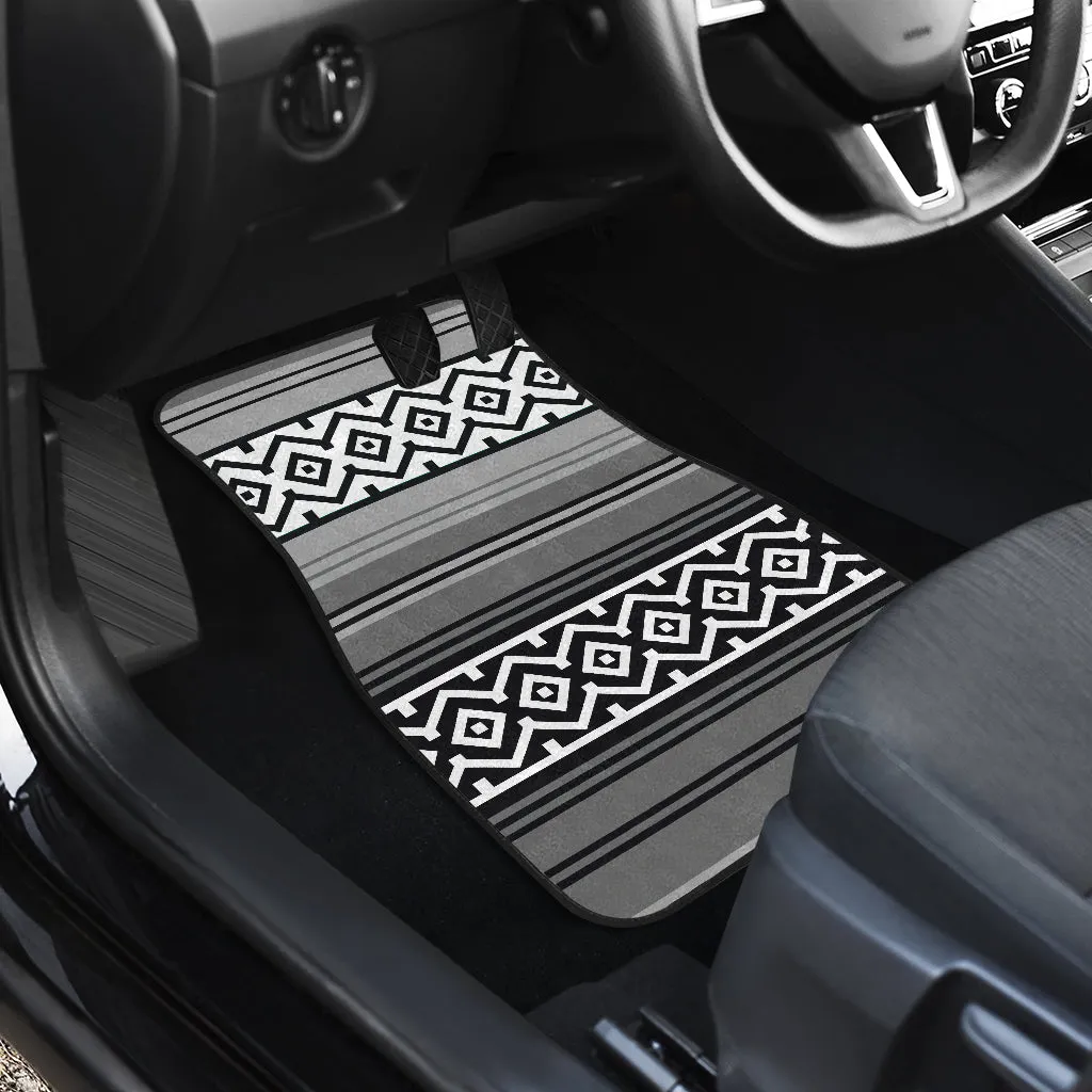 Gray Mexican Serape Inspired Floor Mats Set of 4