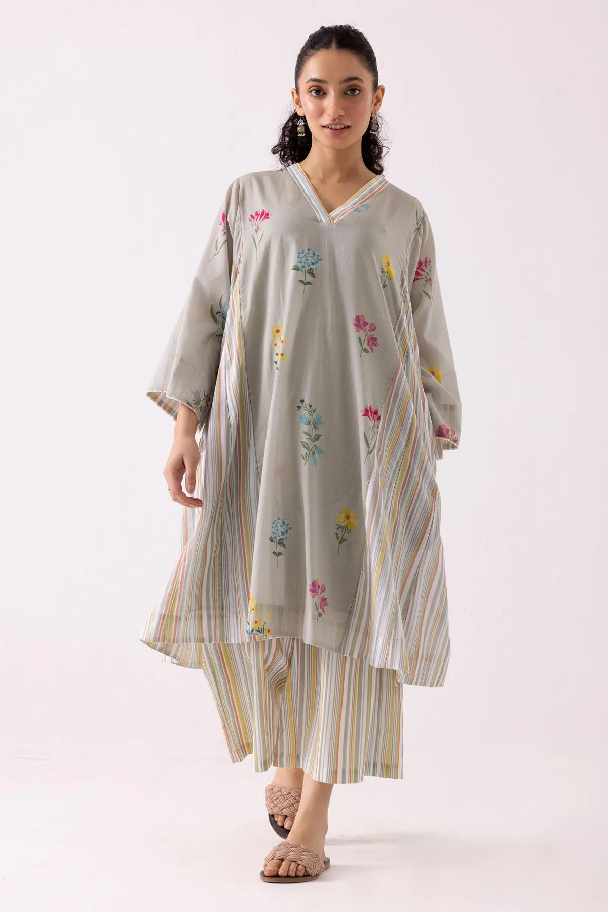 Green Cotton Choga Kurta Set