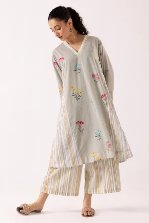 Green Cotton Choga Kurta Set