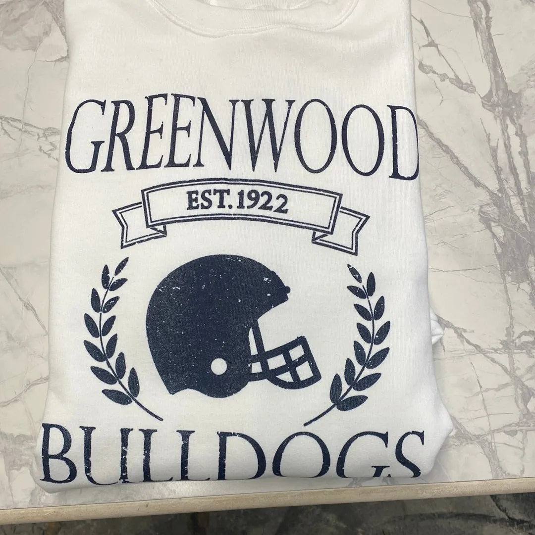 Greenwood Bulldogs EST 1922 White Long Sleeve Tee Shirt