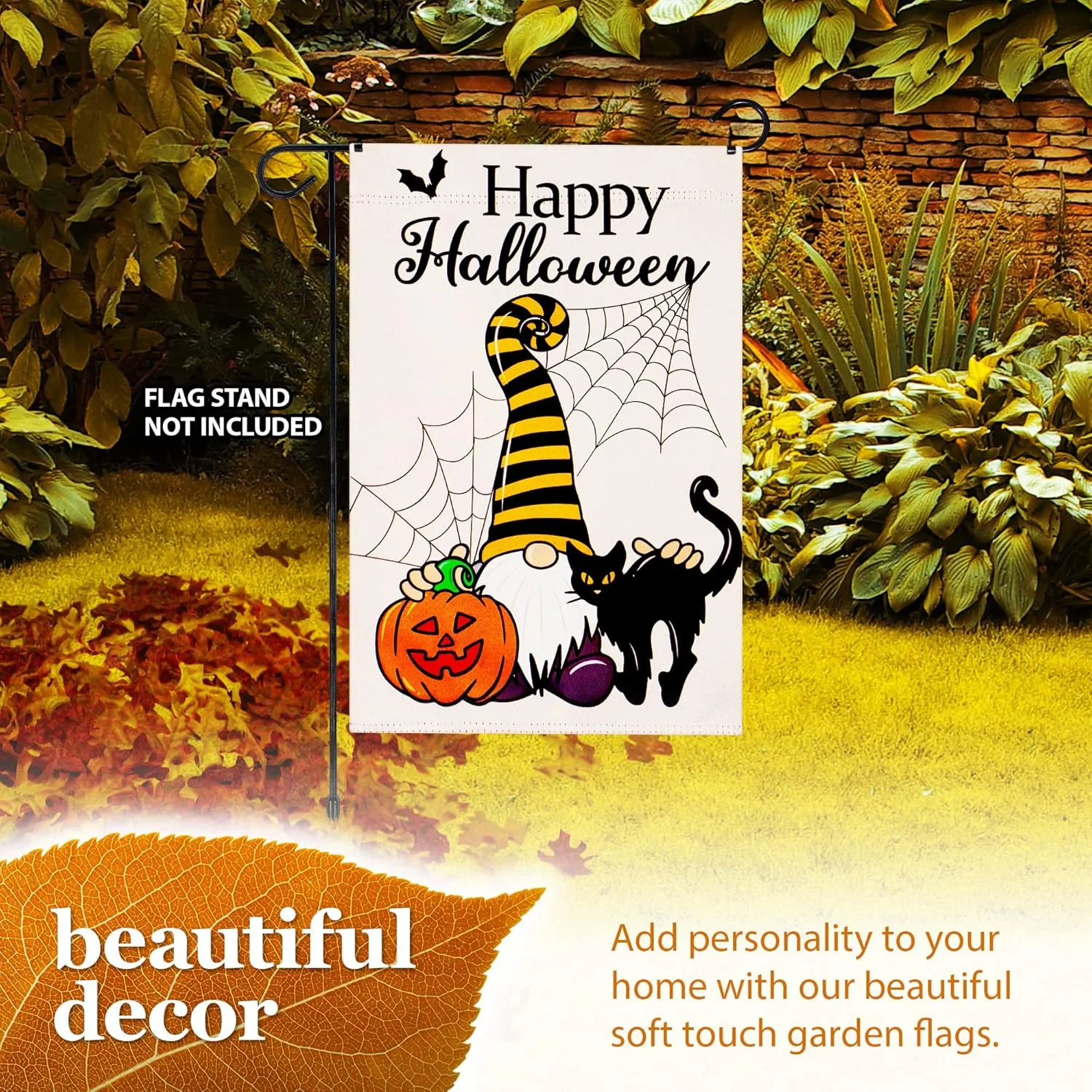 Halloween Garden Flag, Trick or Treat Outdoor Flag 12" x 18", 2 Pcs