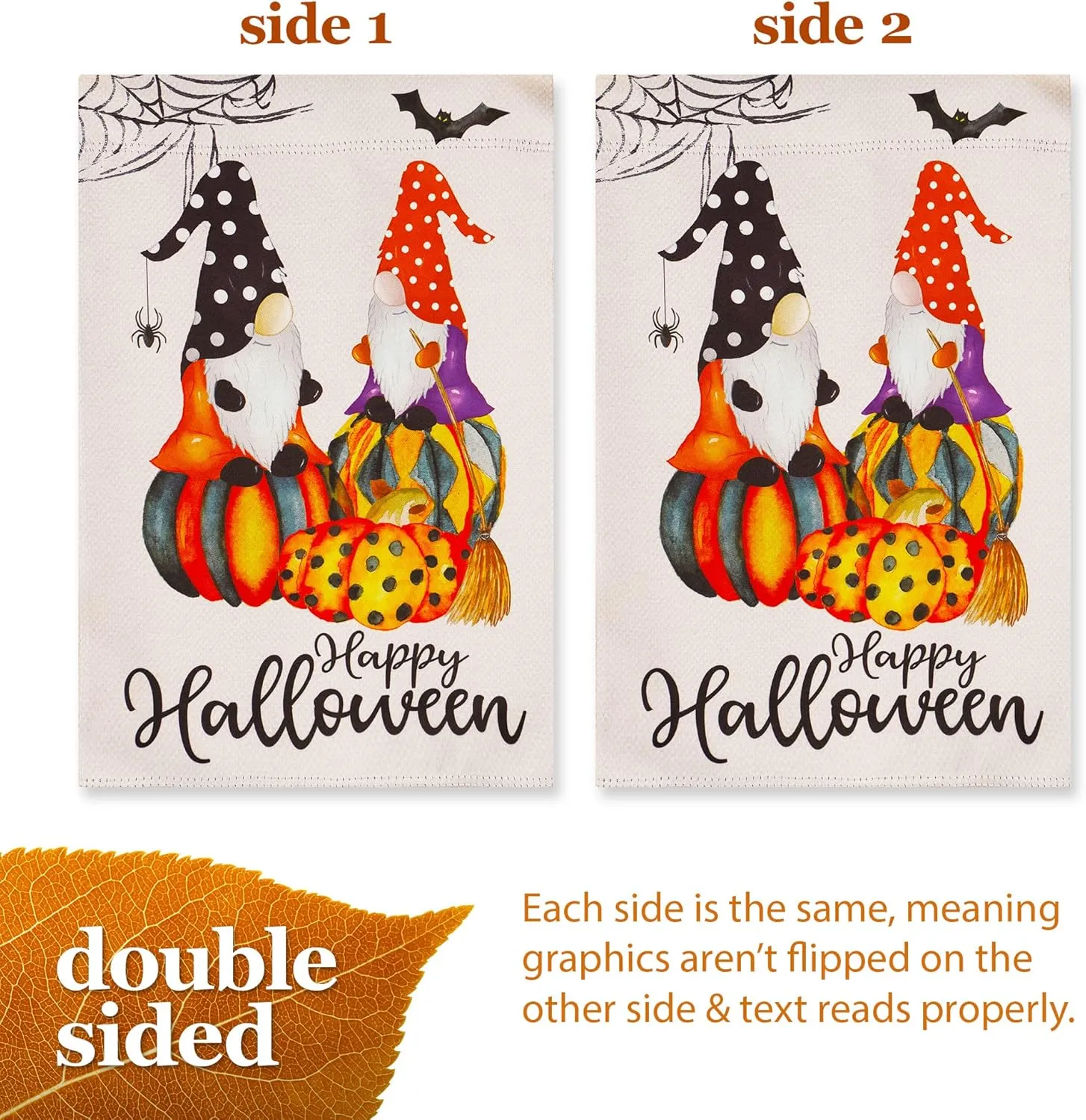 Halloween Garden Flag, Trick or Treat Outdoor Flag 12" x 18", 2 Pcs