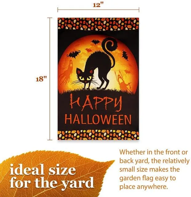 Halloween Garden Flag, Trick or Treat Outdoor Flag 12" x 18", 2 Pcs