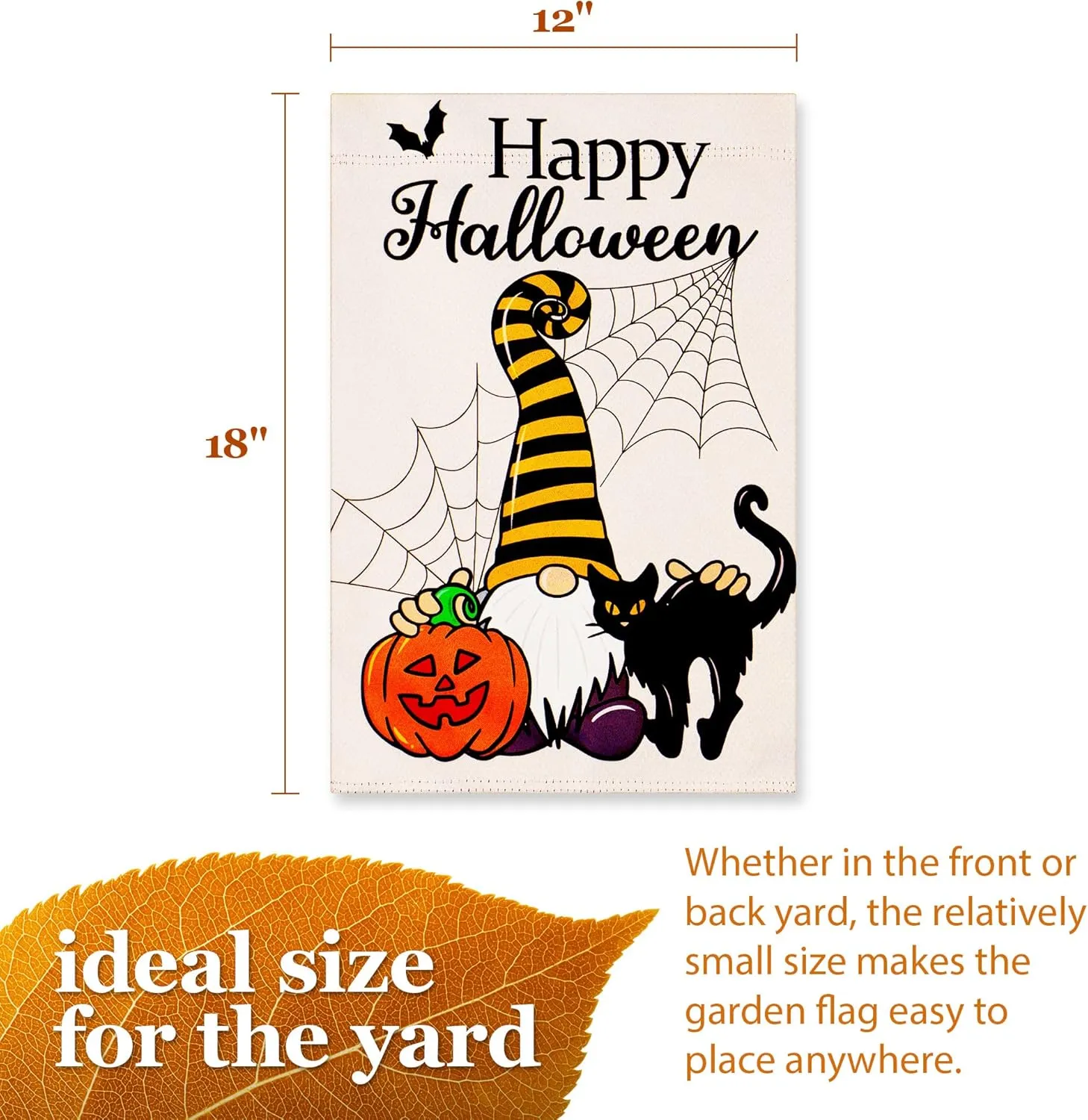 Halloween Garden Flag, Trick or Treat Outdoor Flag 12" x 18", 2 Pcs