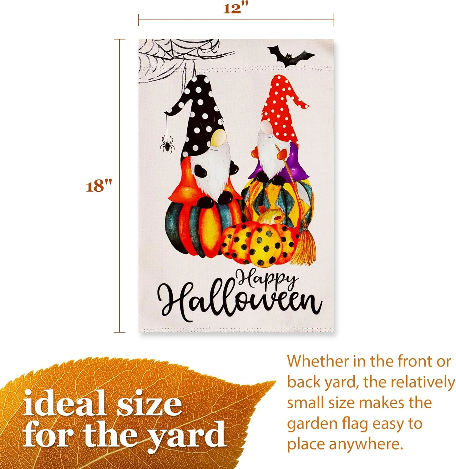 Halloween Garden Flag, Trick or Treat Outdoor Flag 12" x 18", 2 Pcs