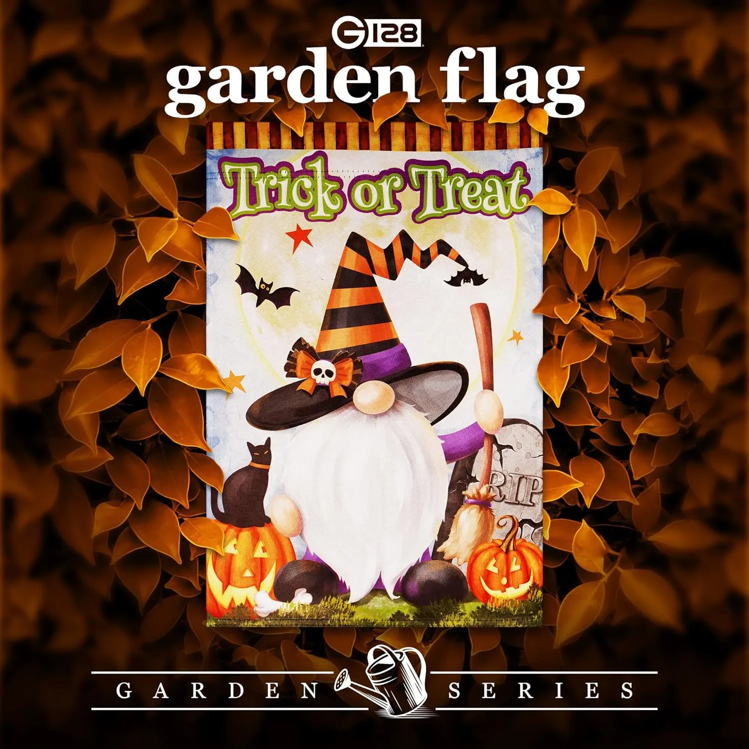 Halloween Garden Flag, Trick or Treat Outdoor Flag 12" x 18", 2 Pcs