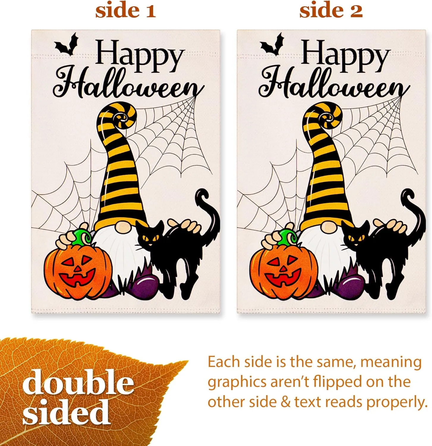 Halloween Garden Flag, Trick or Treat Outdoor Flag 12" x 18", 2 Pcs