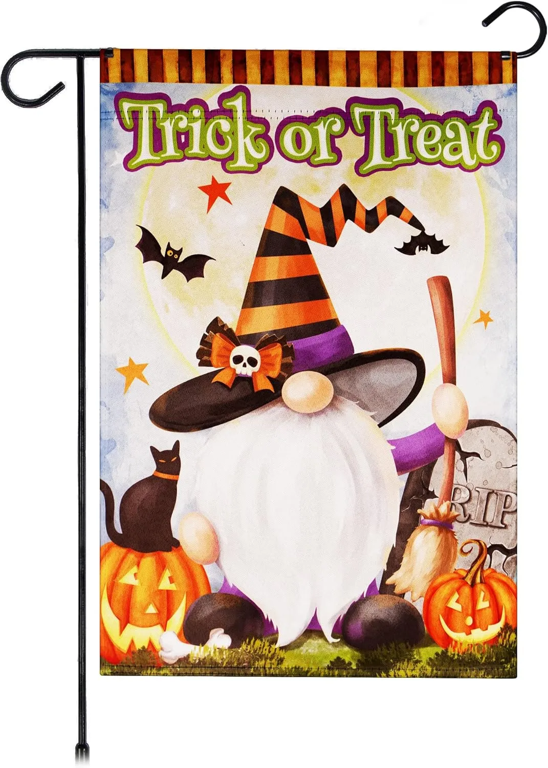 Halloween Garden Flag, Trick or Treat Outdoor Flag 12" x 18", 2 Pcs