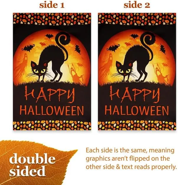 Halloween Garden Flag, Trick or Treat Outdoor Flag 12" x 18", 2 Pcs