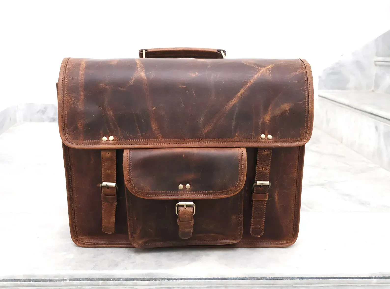 Handmade Buffalo Leather Messenger Bag