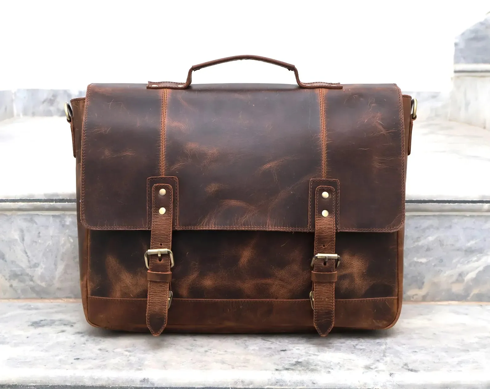 Handmade Buffalo Leather Messenger Bag