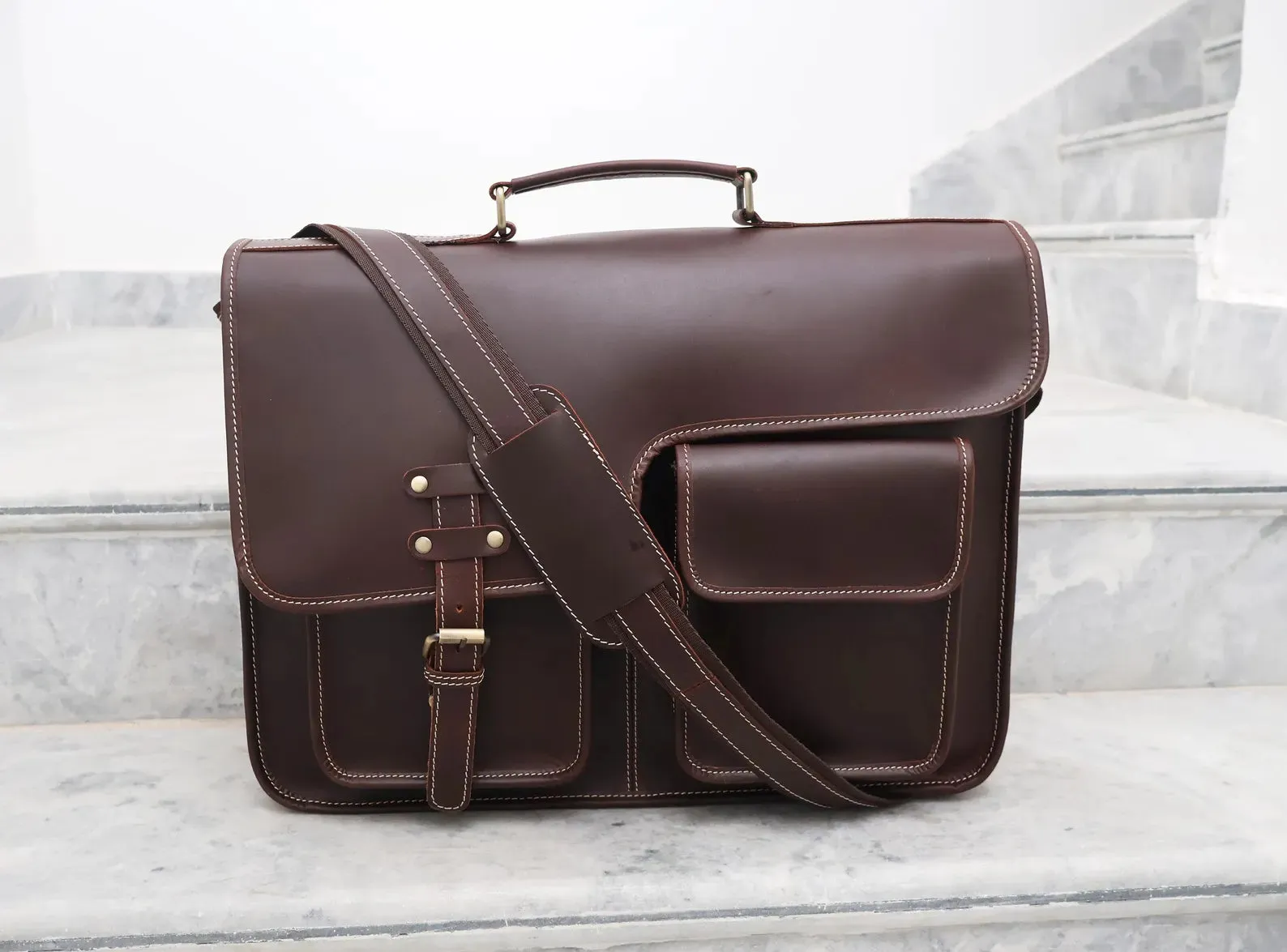 Handmade Buffalo Leather Messenger Bag