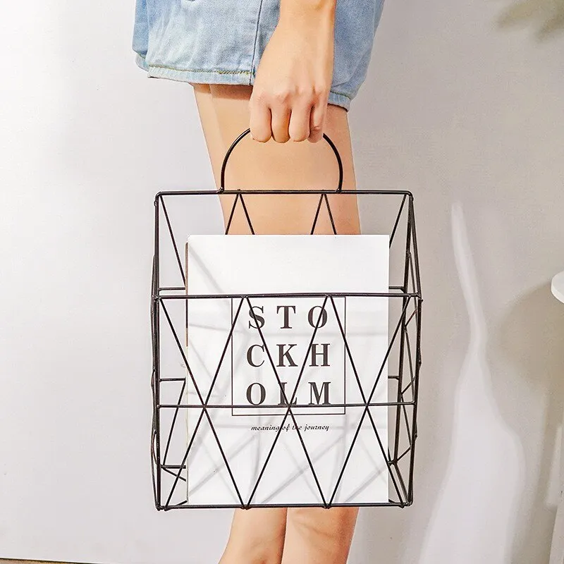 Hanging Metal Basket Magazine Book Document Holder