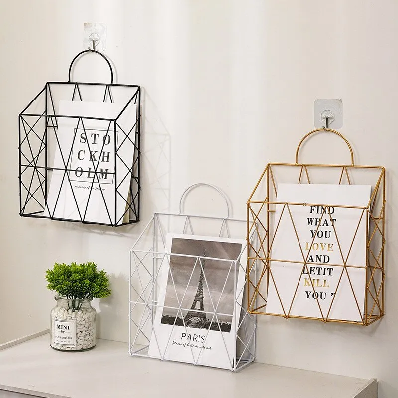 Hanging Metal Basket Magazine Book Document Holder
