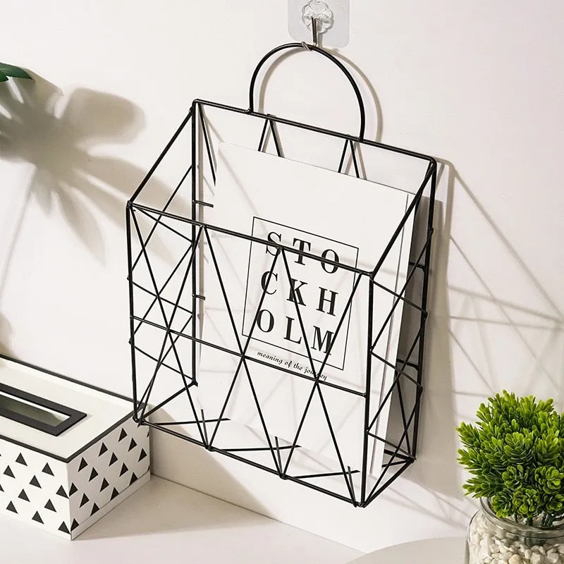 Hanging Metal Basket Magazine Book Document Holder